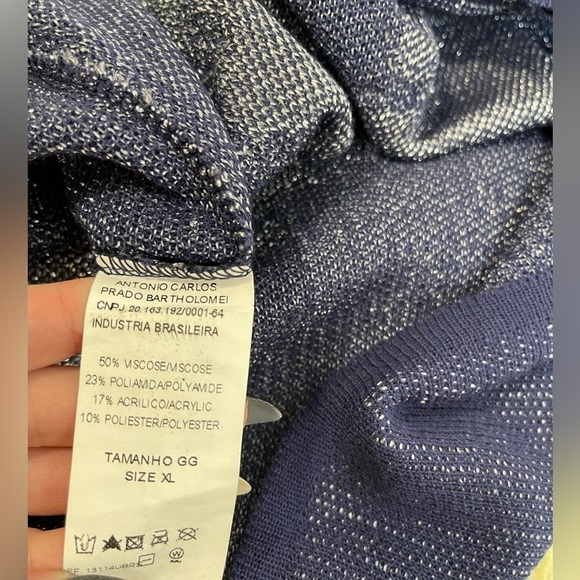 Cecilia Prado Top Blue Metallic Silver Studded Light Sweater Size XL Anthro - Picture 4 of 4